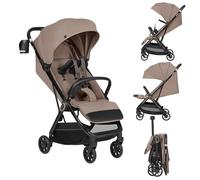 LIONELO Poussette Bébé Bess jusqu'à 22 kg de 6 mois à 4 ans Roues Pivotantes en PU 360 ° Pliage avec Une Main, Dossier Réglable, Canopy Imperméable Poids Léger 7,5 kg, Panier à Courses (Beige)