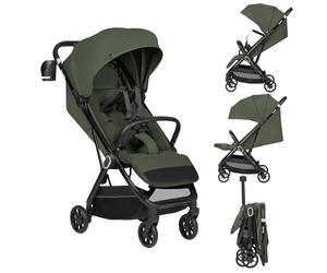 LIONELO Poussette Bébé Bess jusqu'à 22 kg de 6 mois à 4 ans Roues Pivotantes en PU 360 ° Pliage avec Une Main, Dossier Réglable, Canopy Imperméable Poids Léger 7,5 kg, Panier à Courses (Green)
