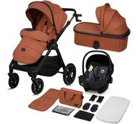 Lionelo Poussette combinée Layla 3en1 Coque bébé, nacelle et poussette jusqu'à 22n kg, nacelle jusqu'à 9 kg, roues PU pivotantes à 360°, capote XXL - Marron