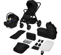 Lionelo Poussette combinée Layla 3en1 Coque bébé, nacelle et poussette jusqu'à 22n kg, nacelle jusqu'à 9 kg, roues PU pivotantes à 360°, capote XXL - Noir
