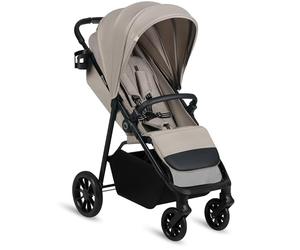 LIONELO Poussette Emerald jusqu'à 22 kg de 6 m à 4 ans Roues Pivotantes EVA 360° Pliable Avec Une Main, Dossier Réglable, Canopy Imperméable UPF50+, Grand Panier (Beige)