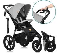 Lionelo Poussette jogging à trois roues AZURA de 6 mois à 22 kg Dossier inclinable en position allongée Amortissement complet Capote XXL