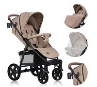 LIONELO Annet Plus poussette bebe à 22 kg, auvent avec fenêtre, roues EVA, chancelière moustiquaire porte-gobelet, réglage du dossier jusqu’à la position couchée