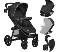 Lionelo Poussette tout-terrain Annet Plus - Jusqu'à 22 kg, roues EVA, fonction couchage - Noir