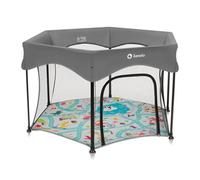 LIONELO Roel Plus - Parc Enfants jusqu'à 15 kg, 6 à 36 mois - 134 x 74 x 67 cm - Entrée Latérale à Fermeture Éclair, Côtés en Filet Aéré, Sac de Transport, Sécurité LockGuard