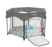 LIONELO Roel Plus - Parc Enfants jusqu'à 15 kg, 6 à 36 mois - 134 x 74 x 67 cm - Entrée Latérale à Fermeture Éclair, Côtés en Filet Aéré, Sac de Transport, Sécurité LockGuard