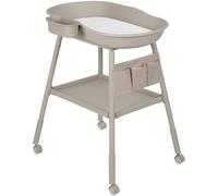 LIONELO Rosie table à langer bébé, mobile sur roulettes, matelas à langer imperméable, hauteur réglable, rangements pour accessoires, bol d’eau, étagère à couches