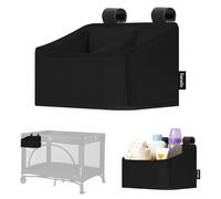 Lionelo Sidepocket Organisateur pour Lit Bébé, 26 × 12 × 15 cm, Taille S | Poches pour couches, lingettes et vêtements, montage facile, pour lit, poussette ou table à langer, lavage à la main, Noir