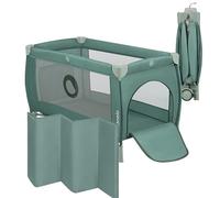 LIONELO Stefi lit bebe bebe jusqu'à 15 kg, entrée latérale, dispositif de protection contre le pliage accidentel LockGuard, système de pliage rapide, sac de transport (GREY) (Green)