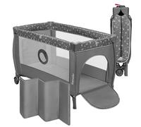 LIONELO Stefi lit bebe bebe jusqu'à 15 kg, entrée latérale, dispositif de protection contre le pliage accidentel LockGuard, système de pliage rapide, sac de transport (GREY) (Grey)