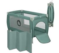 LIONELO Stefi lit bebe bebe jusqu'à 15 kg, entrée latérale, dispositif de protection contre le pliage accidentel LockGuard, système de pliage rapide, sac de transport (GREY) (Green)