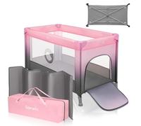 Lionelo Lit bébé Stefi – jusqu'à 15 kg, entrée latérale, LockGuard, pliage rapide, sac transport (Rose)