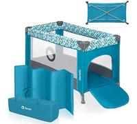 Lionelo Lit parapluie 2en1 Stefi – 0-36 mois, pliage rapide, sac de transport, 2 roulettes – Turqoise