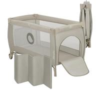 LIONELO Stefi lit bebe parc bebe jusqu'à 15 kg, entrée latérale, dispositif de protection contre le pliage accidentel LockGuard, système de pliage rapide, sac de transport (GREY) (Beige)