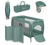 LIONELO Stefi Plus 2-en-1 Lit de voyage et parc jusqu'à 15 kg, Lit bébé, Lit de voyage pour enfant avec matelas, Entrée latérale avec fermeture éclair - Green
