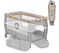 lionelo Stefi Plus Lit de Voyage Portable 2 en 1 avec Hauteur de Matelas à 2 Niveaux, lit bébé pour Nouveau-nés et Tout-Petits de 0 à 36 kg, entrée latérale, Maille Respirante, sécurité verrouillable