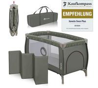 Lionelo Sven Plus 2in1 lit bébé parc bébé jusqu'à 15 kg matelas à langer parois aérées avec entrée latérale - Beige Olive