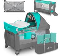 Lionelo Sven Plus en turquoise Lit de voyage pour enfants avec table à langer Lit de bébé