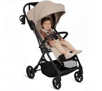 Lionelo Tansi Poussette Canne Compacte Légère jusqu’à 22 kg Pliage une Main Rapide, Suspension et Roues GravelTech, Dossier 3 Positions, Grand Panier 3 kg, Capote Pare-Soleil UPF50+ (Beige)