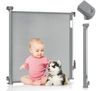 LIONELO Thea Barrière de Sécurité 85x140 cm Rétractable Réglable pour Porte sur Les Escalier, dans Le Couloir, Ouverture jusqu'à 140 cm, Sécurité Enfant, 3 Kits de Montage Gris