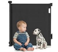 Lionelo Thea Barrière de Sécurité Rétractable 0-140 cm pour Enfant et Chien, Sans Seuil, Double Verrouillage, pour Escalier, Porte et Couloir, 3 Kits de Montage
