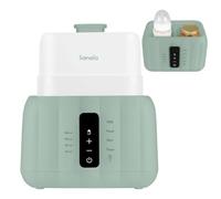 Lionelo Thermup Duo Chauffe-Biberon 6 en 1, 2 Biberons Simultanément | Stérilise, décongèle, chauffe lait et petits pots, écran tactile, capteur NTC, arrêt auto, anti-surchauffe, Vert Brume