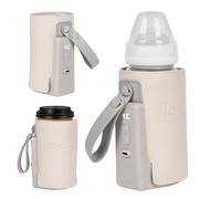 Lionelo Thermup Go Plus Chauffe-Biberon Portable, 5 Températures, 38-50°C | Sans fil, autonomie jusqu’à 8 h, USB-C, écran LCD, large bande auto-agrippante, silencieux, biberons 52-70 mm, Beige Sable