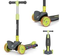 LIONELO Timmy Trottinette d'équilibre pour Enfants de 3 Ans jusqu'à 50 kg, Trottinette Enfant 3 Roues à Hauteur Réglable, Plate-Forme Antidérapante, Frein, Roues et Plate-Forme LED (Lime)