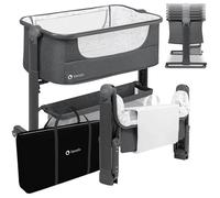 LIONELO Timon 2en1 - Lit évolutif cododo avec matelas - De 0 Kg à 9 Kg - Hauteur et inclinaison réglables - Gris graphite