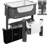 lionelo Timon lit de Voyage pour bébé de la Naissance a 9 kg, paroi latérale Enroulable, réglable en Hauteur, Panier spacieux, Pliable à Une Taille compacte, Sac Portable (Gris)
