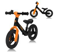 lionelo Toni Draisienne Enfants de 18 Mois à 30 kg, Roues en Caoutchouc PU 25 cm, Repose-Pieds Panier Siège et Guidon Réglables, Poignée Antidérapante, Poids Léger 2,3 kg, Sonnette (Black Orange)