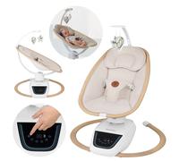 Lionelo OLIVIA Transat électrique pour bébé jusqu'à 9 kg, réglage de l'inclinaison, balançoire naturelle, 4 vitesses, siège ergonomique, 13 mélodies, 2 jouets, télécommande