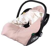 LIONELO Travel Swaddle Blanket Couverture Chaude pour Siège Auto, Porte-bébé, Poussette Toute l'Année Couverture Douce pour Bébé 90x90 cm Fermeture Velcro, 100% Coton (Beige)