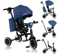 Lionelo Tricycle évolutif Tris Plus – Vélo-poussette, siège réversible & réglable, 25 kg – Bleu