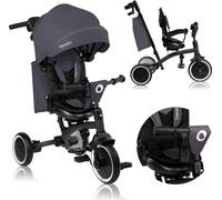 Lionelo Tris Plus tricycle roue jusqu'à 25 kg tricycle enfant guidon bébé poussette montage sans outils - Gris