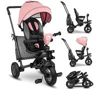 LIONELO Tris Tricycle et Poussette pour Enfants 2 en 1, siège pivotant réglable et Compact à 180 avec Sac spacieux à Roue Libre et Porte-gobelet, de 1,5 à 5 Ans jusqu'à 25 kg