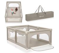 Parc Bébé LIONELO Willow - 127 x 187 cm - Côtés en maille - Grand terrain de jeu de sécurité - Grille de protection - Beige
