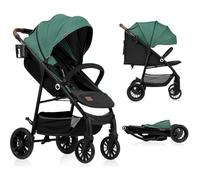 LIONELO Zoey poussette buggy jusqu'à 15 kg, capote XXL avec protection solaire, position allongée, repose-pieds réglable, roues en mousse EVA, moustiquaire pliable Vert