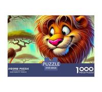 Lioness and Her Three Cubs in Cave Pièces Imbriquées Durables Loisir pour Le Temps Libre, Les Soirées, Les W nds Et Les Périodes De Vacances 38x26cm/1000pcs