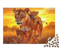 Lioness avec Cubs Puzzle Classique 1000 Pièces Carton Robuste pour Adultes & Enfants 12+, Défi Difficile, Anti-Stress & Déco Murale, Relaxation Ultime 38x26cm/1000pcs