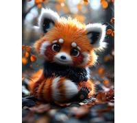 Lionhai Peinture Numero Adulte Panda roux Peinture par Numero, 5D DIY Peinture Acrylique pour Adultes Enfants Débutants Facile sur Toile kits de Peinture au Numéro 0x0cm (Sans Cadre) 40x55cm L-837
