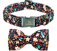 Lionheart glory Collier de Noël pour chien avec nœud papillon imprimé bonhomme en pain d'épice pour grands chiens, collier réglable, confortable et robuste avec nœud papillon, collier mignon pour
