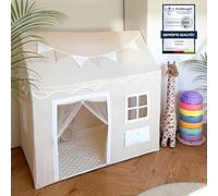 LIONHERZ DAS ORIGINAL Maison de jeu pour enfant avec boîte aux lettres - Tente de jeu d'intérieur avec tapis et guirlande de fanions - Maison de jeu pour enfants avec 3 fenêtres et rideau de porte