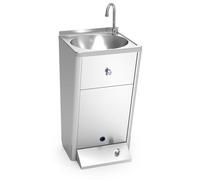 Lioninox Lave-Mains INOX sur Pied Autonome électrique avec Batterie, 1 Poussoir 450x450x850 mm