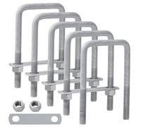 LIONMAX Lot de 5 boulons en U carrés galvanisés avec plaques et écrous, pièces de rechange et accessoires pour remorque d'automobiles, bateau de ski, remorque à voile, 1,27 cm P x 8,9 cm l x 14,6 cm L