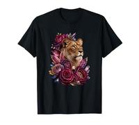 Lionne avec Roses Floral Jungle Queen Esthétique T-Shirt