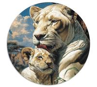 Lionne Blanche léchant Un lionceau Blanc | pour Adultes || 1000pcs (67.5x67.5cm) Puzzles Jeux ÉduChatifs Puzzles De Décoration Intérieure