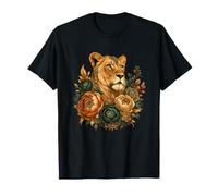 Lionne Royale avec Couronne Florale Vintage de la Jungle T-Shirt