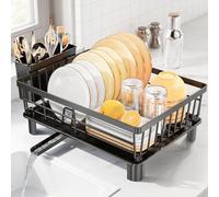 LIONONLY Egoutoire Vaisselle Cuisine, Égouttoir Vaisselle avec Plaque de Drainage,Acier Inoxydable Égouttoir Vaisselle avec Porte-Ustensiles et Buse Rotative,Séchoir à Vaisselle Rangement