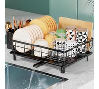 LIONONLY Egoutoire Vaisselle Cuisine,Grande Égouttoir Vaisselle avec Plaque de Drainage,Acier Inoxydable Égouttoir Vaisselle avec Porte-Ustensiles et Buse Rotative,Séchoir à Vaisselle Rangement